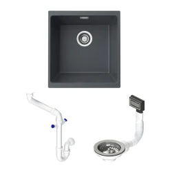 Vellamo Terra Compact 1 Bowl Granite Composite Inset or Undermount Kitchen Sink & Waste - 370 x 460mm