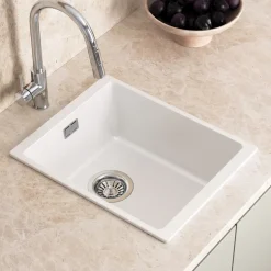 Vellamo Terra Compact 1 Bowl Granite Composite Inset or Undermount Kitchen Sink & Waste - 370 x 460mm