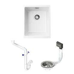 Vellamo Terra Compact 1 Bowl Granite Composite Inset or Undermount Kitchen Sink & Waste - 370 x 460mm
