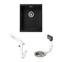 Vellamo Terra Compact 1 Bowl Granite Composite Inset or Undermount Kitchen Sink & Waste - 370 x 460mm