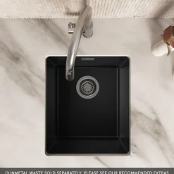 Vellamo Terra Compact 1 Bowl Granite Composite Inset or Undermount Kitchen Sink & Waste - 370 x 460mm