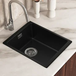 Vellamo Terra Compact 1 Bowl Granite Composite Inset or Undermount Kitchen Sink & Waste - 370 x 460mm