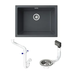 Vellamo Terra Large 1 Bowl Granite Composite Inset / Undermount Kitchen Sink & Waste - 610 x 460mm