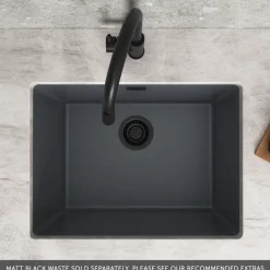Vellamo Terra Large 1 Bowl Granite Composite Inset / Undermount Kitchen Sink & Waste - 610 x 460mm