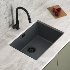 Vellamo Terra Large 1 Bowl Granite Composite Inset / Undermount Kitchen Sink & Waste - 610 x 460mm