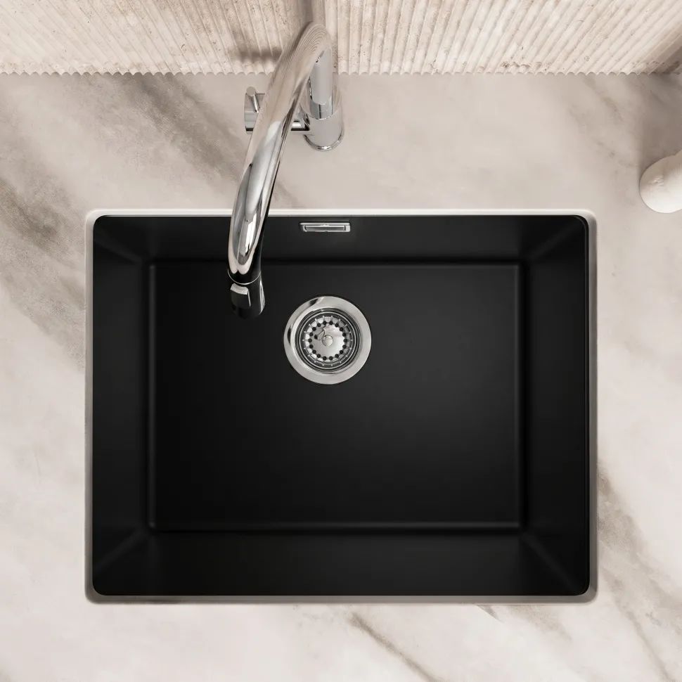 Vellamo Terra Large 1 Bowl Granite Composite Inset / Undermount Kitchen Sink & Waste - 610 x 460mm