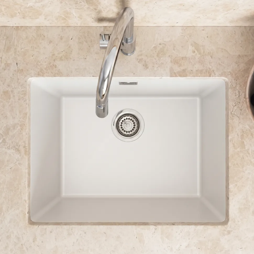 Vellamo Terra Large 1 Bowl Granite Composite Inset / Undermount Kitchen Sink & Waste - 610 x 460mm