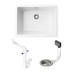Vellamo Terra Large 1 Bowl Granite Composite Inset / Undermount Kitchen Sink & Waste - 610 x 460mm