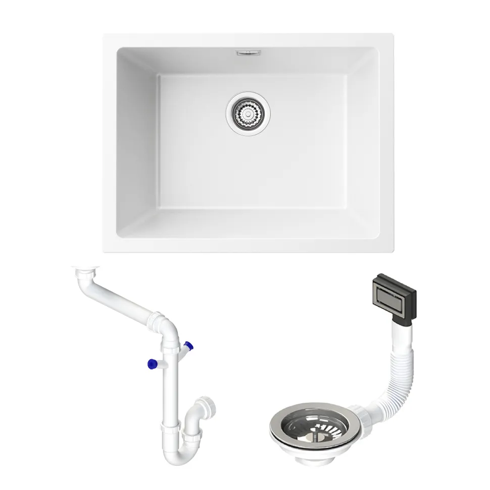 Vellamo Terra Large 1 Bowl Granite Composite Inset / Undermount Kitchen Sink & Waste - 610 x 460mm