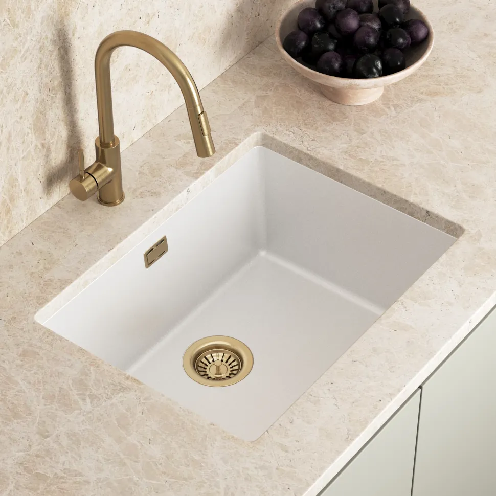 Vellamo Terra Large 1 Bowl Granite Composite Inset / Undermount Kitchen Sink & Waste - 610 x 460mm