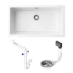Vellamo Terra XL 1 Bowl Granite Composite Inset / Undermount Kitchen Sink & Waste - 774 x 434mm