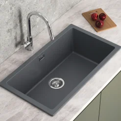 Vellamo Terra XL 1 Bowl Granite Composite Inset / Undermount Kitchen Sink & Waste - 774 x 434mm