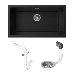 Vellamo Terra XL 1 Bowl Granite Composite Inset / Undermount Kitchen Sink & Waste - 774 x 434mm