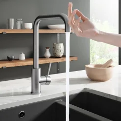 Vellamo Touch Control Single Lever Mono Kitchen Mixer Tap - Brushed Nickel