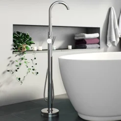 Vellamo Twist Chrome Floorstanding Bath Shower Mixer Tap