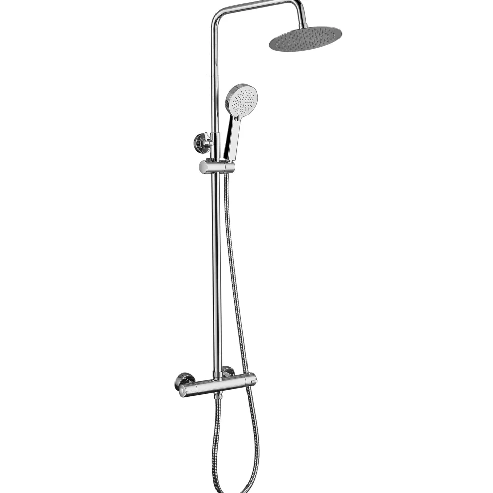 Vellamo Twist Round Thermostatic Shower Valve, Fixed Head & Handset Shower Set - Chrome