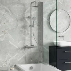 Vellamo Twist Round Thermostatic Shower Valve, Fixed Head & Handset Shower Set - Chrome