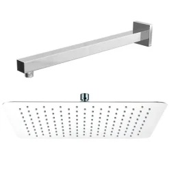 Vellamo Ultra Thin Square 400mm Shower Head & Wall Mounted Arm