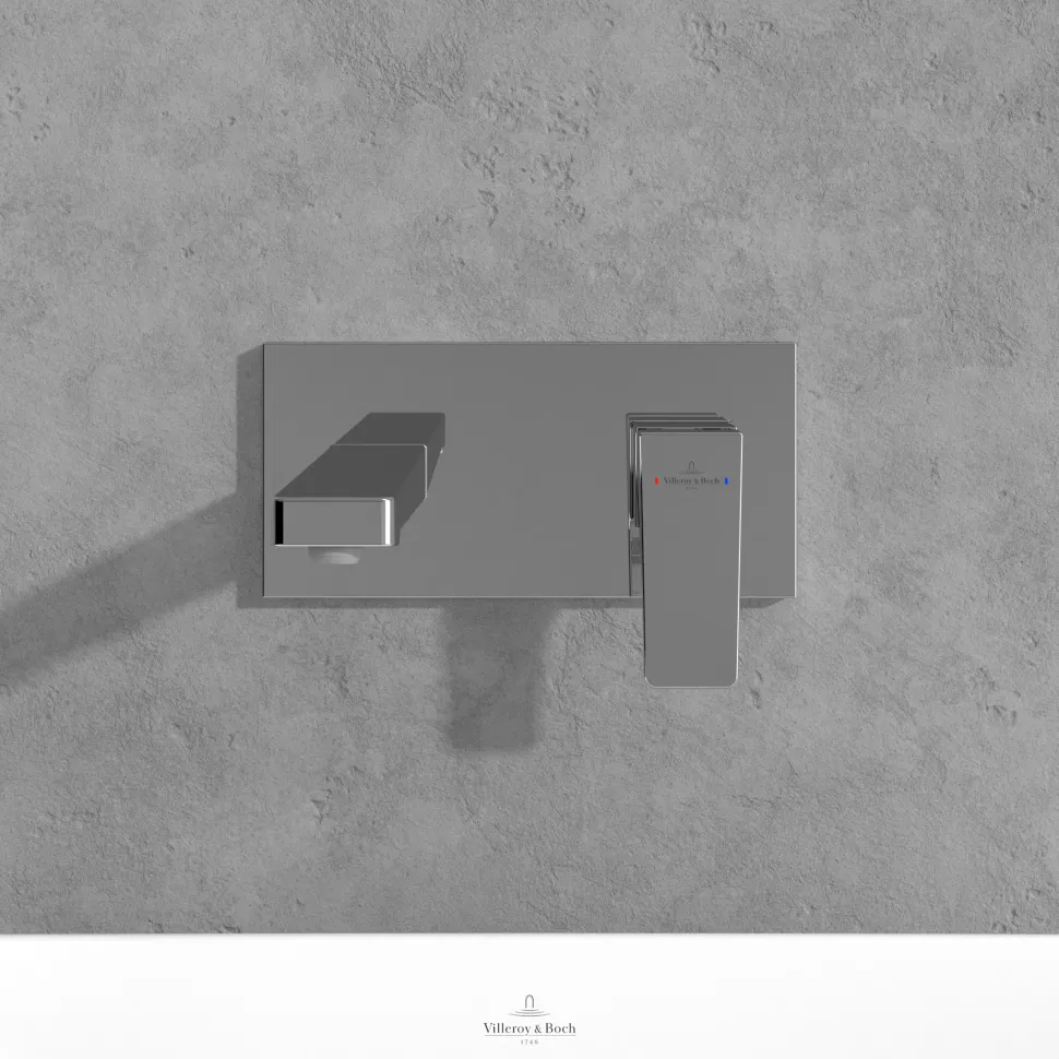 Villeroy & Boch Architectura Square Wall Mounted Basin Mixer Tap & Easy Installation Box