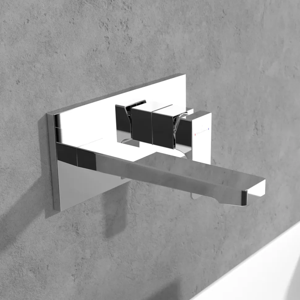 Villeroy & Boch Architectura Square Wall Mounted Basin Mixer Tap & Easy Installation Box