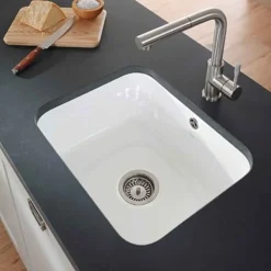 Villeroy & Boch Cisterna White Ceramic Large Single Bowl Undermount Kitchen Sink - 550mm x 440mm