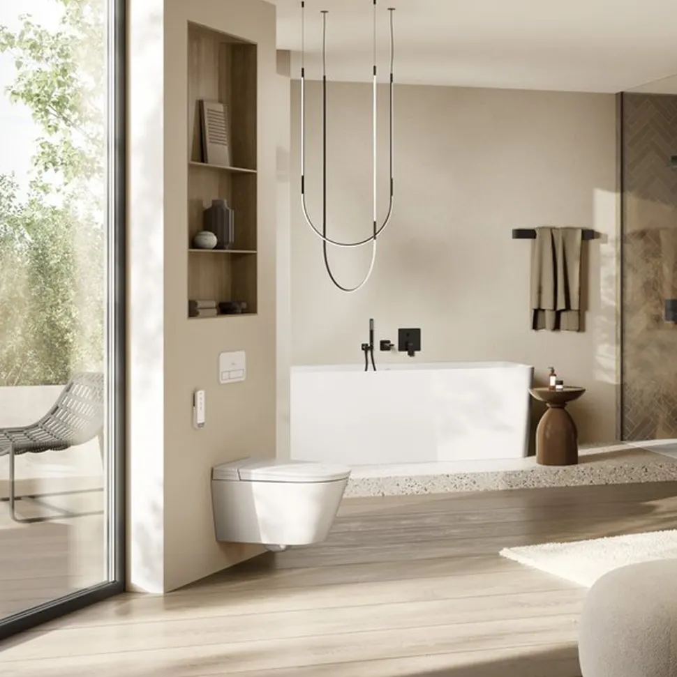 Villeroy & Boch Tivo Wall Hung Smart Toilet with Soft Close Heated Seat & Remote Control