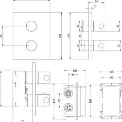 Villeroy & Boch Universal Concealed 2 Outlet Thermostatic Valve & Easy Installation Box