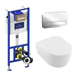 Villeroy & Boch ViConnect Pro 2.0 Frame with Arto Rimless Wall Mounted Toilet, Flush Plate & Soft Close Toilet Seat