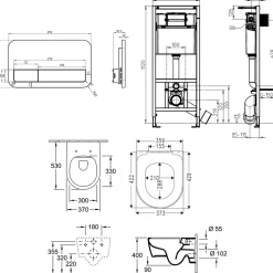 Villeroy & Boch ViConnect Pro 2.0 Frame with Arto Rimless Wall Mounted Toilet, Flush Plate & Soft Close Toilet Seat