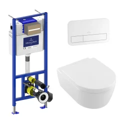 Villeroy & Boch ViConnect Pro 2.0 Frame with Arto Rimless Wall Mounted Toilet, Flush Plate & Soft Close Toilet Seat