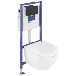 Villeroy & Boch ViConnect Pro 2.0 Frame with Subway 3.0 TwistFlush Rimless Wall Mounted Toilet, Flush Plate & Soft Close Toilet Seat