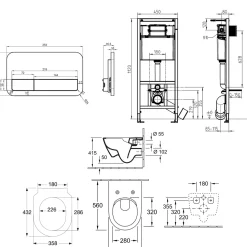 Villeroy & Boch ViConnect Pro 2.0 Frame with Subway 2.0 Rimless Wall Mounted Toilet, Flush Plate & Soft Close Toilet Seat