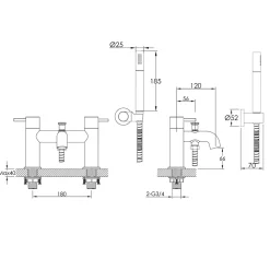 VOS Bath Shower Mixer Tap & Shower Kit