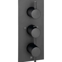 VOS Concealed Dual Outlet 3 Handle Shower Valve, Fixed Head & Shower Handset Kit