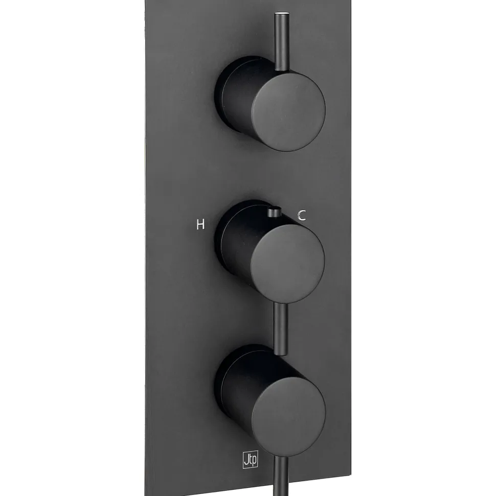 VOS Concealed Dual Outlet 3 Handle Shower Valve, Fixed Head & Shower Handset Kit