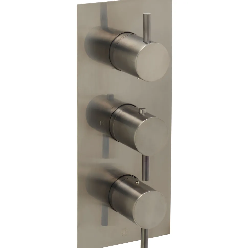 VOS Concealed Dual Outlet 3 Handle Shower Valve, Fixed Head & Shower Handset Kit