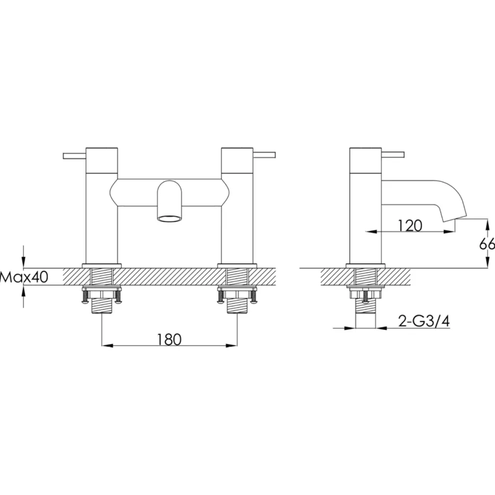 VOS Deck Mounted Bath Filler Tap