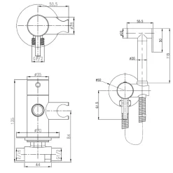 VOS Douche Handset with Hose & Wall Bracket