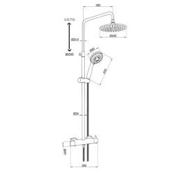 VOS Exposed Dual Outlet Rigid Riser Thermostatic Shower Set