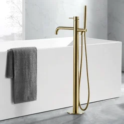 VOS Floorstanding Bath Shower Mixer - Brushed Brass