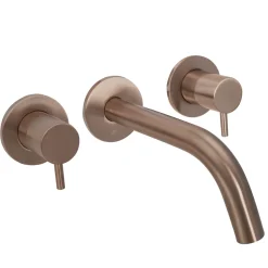 VOS 3 Hole Wall Mounted Basin Mixer - Brushed Bronze
