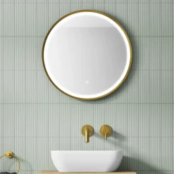 VOS LED Illuminated Round Framed Mirror with Demister Pad & Colour Change Lights - 600mm