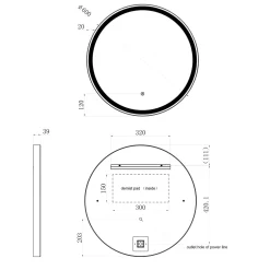 VOS LED Illuminated Round Framed Mirror with Demister Pad & Colour Change Lights - 600mm