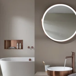 VOS LED Illuminated Round Framed Mirror with Demister Pad & Colour Change Lights - 600mm