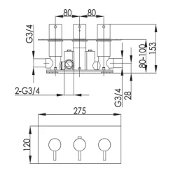 VOS 3 Outlet Concealed Thermostatic Shower Valve (3 Handles)