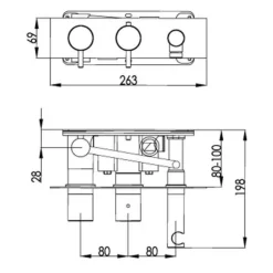 VOS 2 Outlet Concealed Thermostatic Shower Valve with Shower Handset with Designer Handles