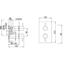 VOS 1 Outlet Concealed Thermostatic Shower Valve with Designer Handles