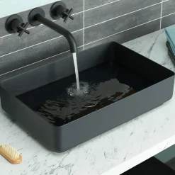VOS Rectangular Stainless Steel Countertop Basin - Matt Black