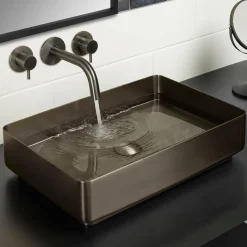 VOS Rectangular Stainless Steel Countertop Basin - Brushed Black