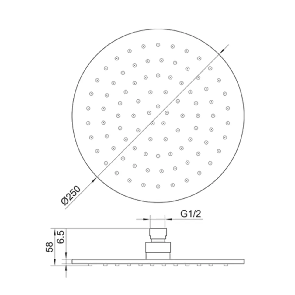 VOS Round Shower Head - Matt Black